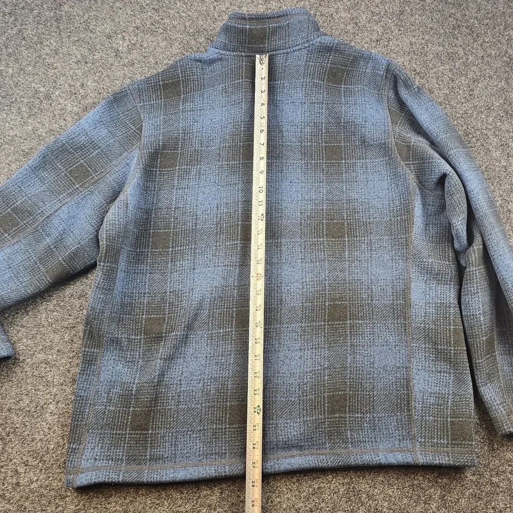 The North Face Men's XL Sweater Fleece Jacket Blue Black Plaid 1/4 Zip